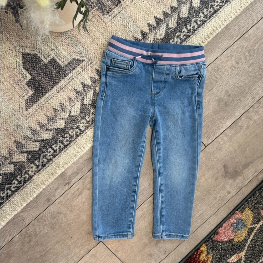 Y2K Cat & Jack Toddler Girl Light Blue Jeans with Pink Waistband